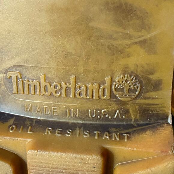 Timberlands Lace Up Combat Boots Men Sz 14 Tan Leather Made in USA Vintage Y2K - Picture 7 of 10